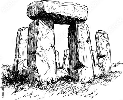 A hand-drawn sketch of a group of standing stones.