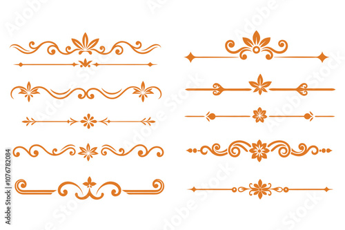 Elegant Golden Divider Ornaments Vector Illustration Set.