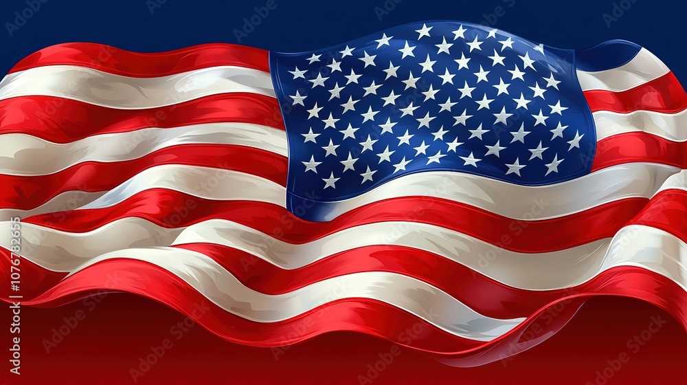 Fototapeta premium American flag waving in the wind, U.S flagging