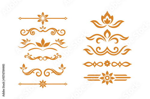 Elegant Golden Divider Ornaments Vector Illustration Set. photo