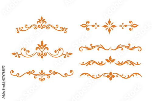 Elegant Golden Divider Ornaments Vector Illustration Set.