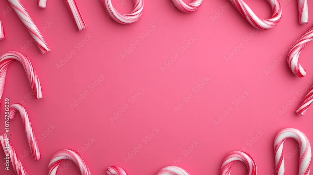 Obraz premium Candy Cane Framed Holiday Sale Text in 3D