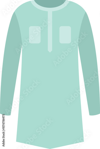 Long sleeve kurta pajama in flat style isolated on white background