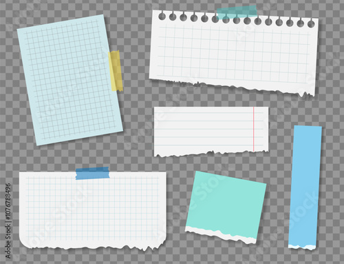Realistic notes isolated with real shadow. Square sticky paper reminders with shadows, paper page