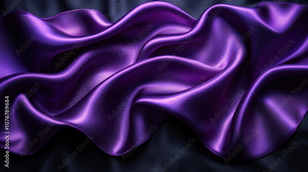 Obraz premium Draped purple satin fabric with soft folds and waves.