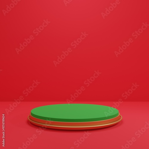 Merry Christmas and happy new year , podium studio for products with copy space, product stand, 3D rendering	
