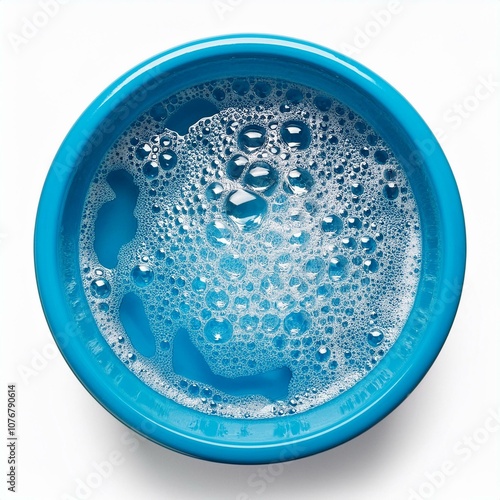 Bubbling Waters: Top View of a Blue Basin with Clear, Aerated Water