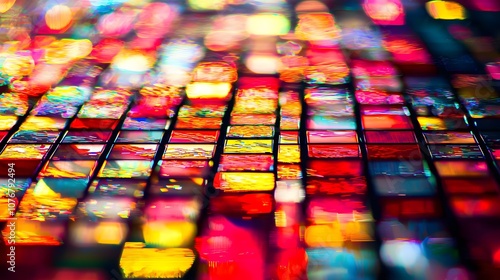 Harmonic Filters: A series of cascading filters within a DSP, each tuned to a specific frequency range. The filters overlap like stained glass.  photo