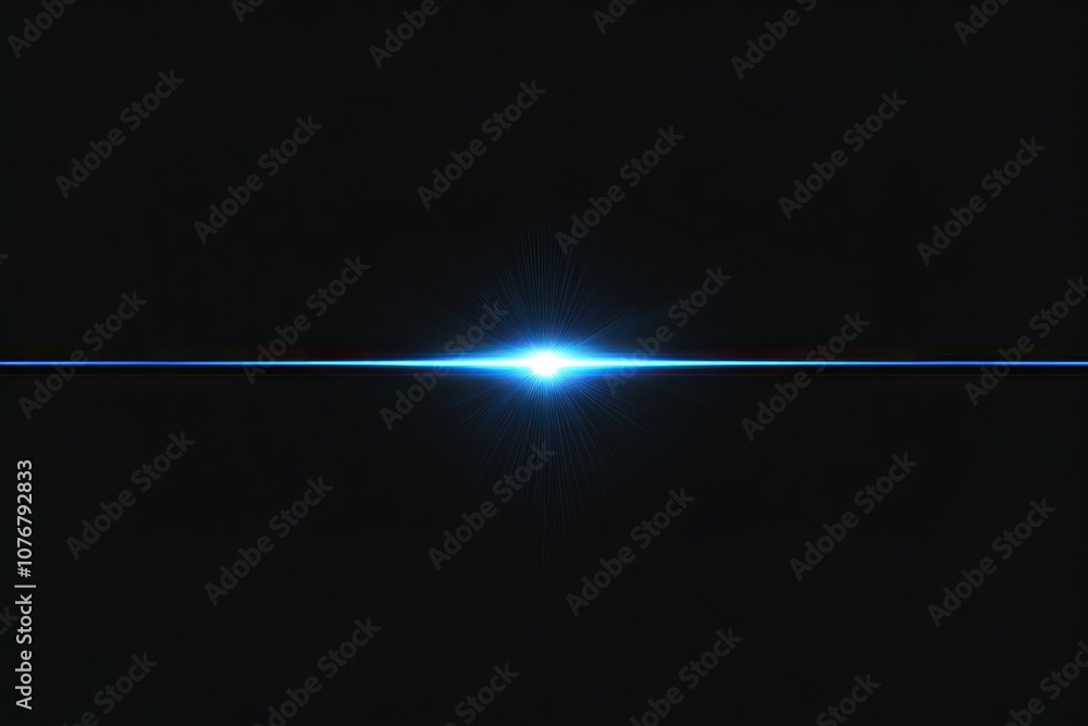 An isolated blue blink light effect background horizon flare. An isolated blue blink light effect background horizon flare.