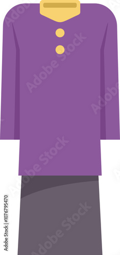 Purple baju kurung, traditional malay woman clothing with a long sleeved tunic and a long skirt