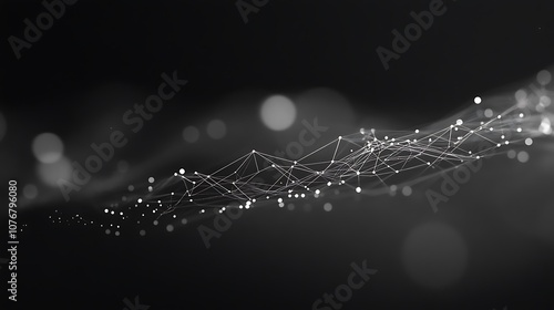 Minimalist digital wireframe with soft connecting lines and glowing dots, offering a clean and modern tech vibe photo