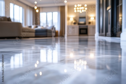 Wallpaper Mural Glossy marble floor in spacious family room with modern decor, product placement Torontodigital.ca