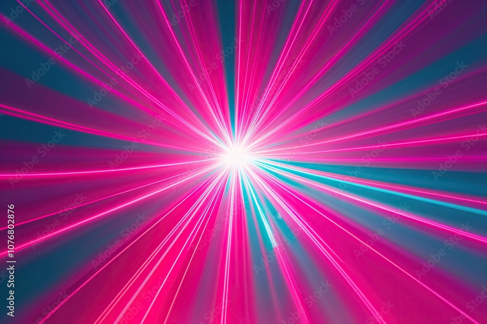 Obraz premium Vibrant Burst of Colors Stunning Pink and Teal Light Rays Illuminating a Clear Background