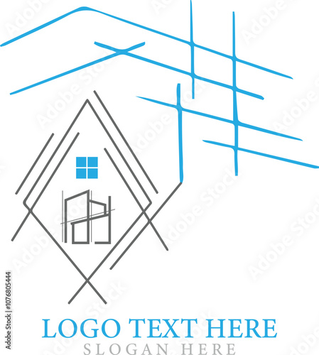 Minimalist style architectural logo design vector template construction building unique modern.