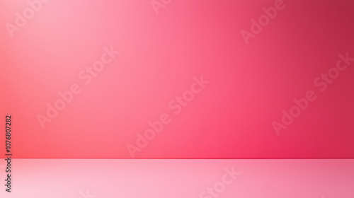 Minimalist pink gradient background with subtle horizon line separating wall and floor for elegant interior design or product display. Empty copy space 