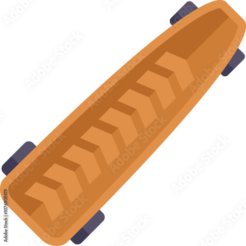 Brown longboard showing grip tape pattern for performing skating tricks