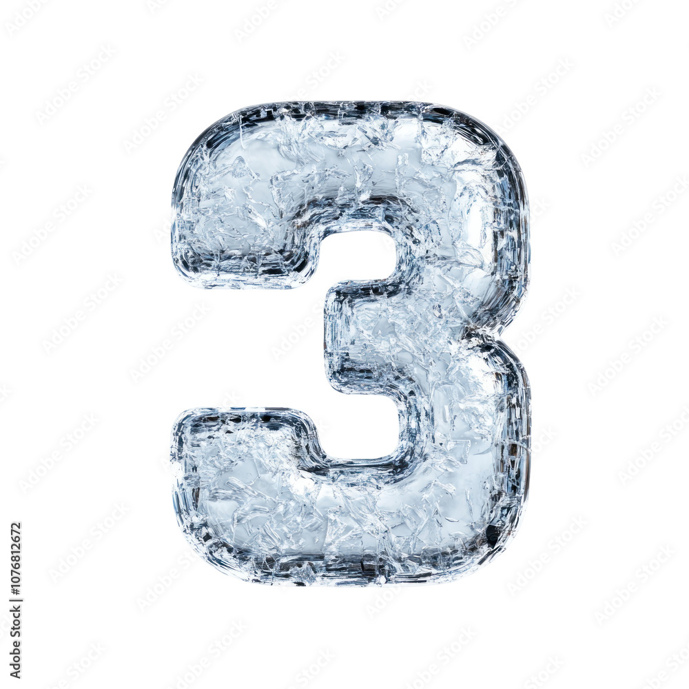 Transparent Ice Number Three Isolated on Black Background for Use in Graphic Design, Celebrations, and Winter Themes Transparent Ice Number Three Isolated on Black Background for Use in Graphic Design, Celebrations, and Winter Themes