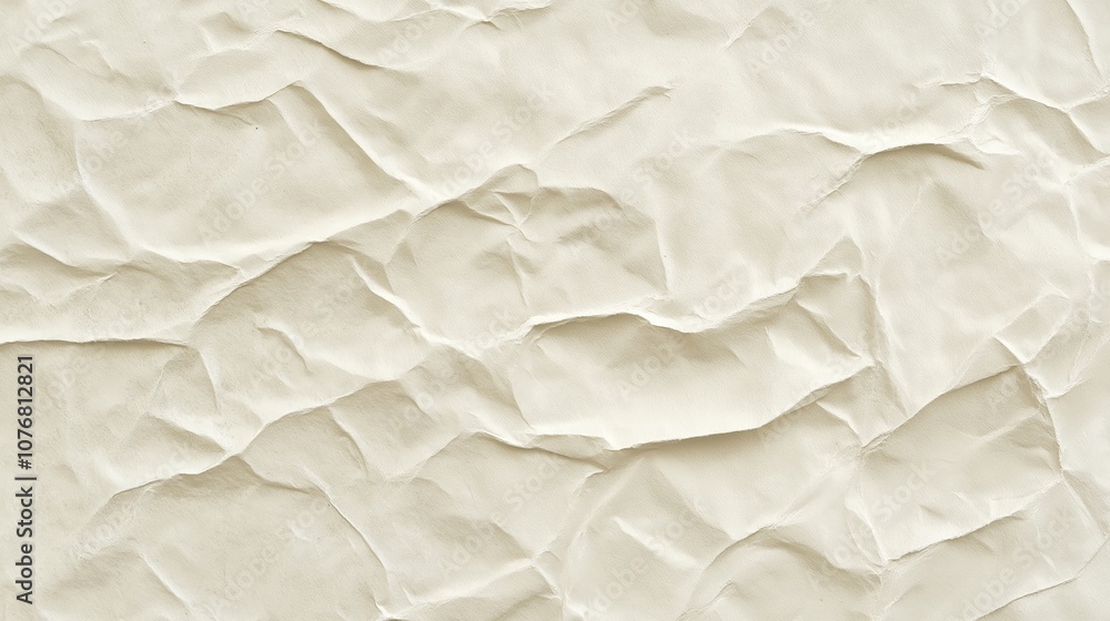 Obraz premium Textured crumpled white paper background, Neutral Beige Crumpled Paper Texture for Vintage Background or Eco-Friendly Design Element