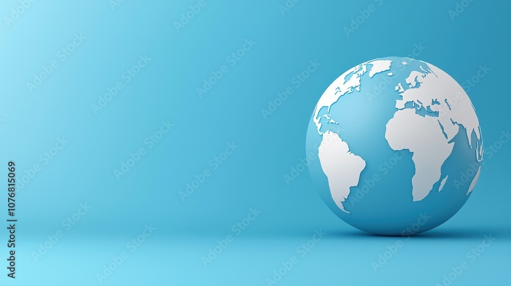 A stylized globe is displayed against a soft blue background, emphasizing a modern and minimalist design. A stylized globe is displayed against a soft blue background, emphasizing a modern and minimalist design.