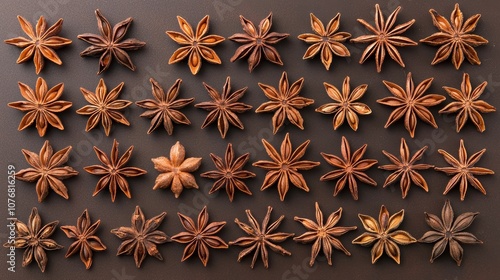 Star Anise Arrangement on Table, Spices and Herbs Concept Generative AI