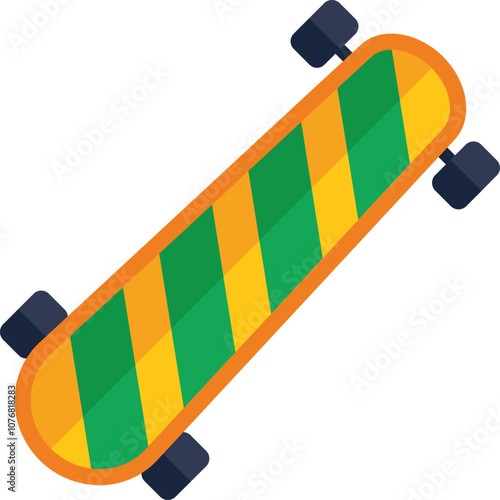 Green and yellow longboard with black wheels showing extreme sport concept