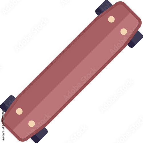 Brown longboard skateboard lying on a white background, perfect for sports and recreation themes