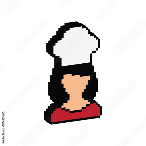 isometric pixel cook chef icon vector kitchener pixel art for 8 bit game