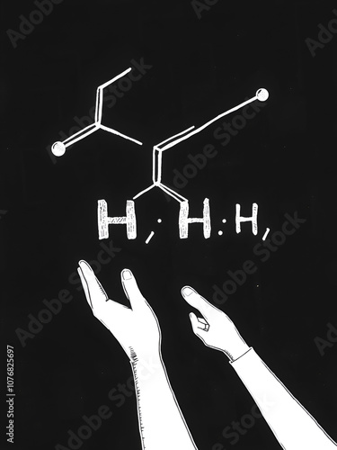 Nerd presenting handdrawn chemical formula of formic Glutathione antioxidant peptide photo