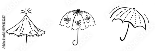 Cyber insurance and online security umbrella doodle