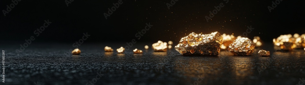 Big, golden nuggets on a black background Big, golden nuggets on a black background