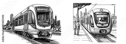 Simple flat illustration of an electric commuter train