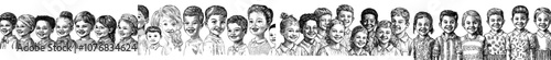 Couple portrait of children friends, classmates and siblings. This illustration illustrates a set of smiling children, elementary school children. They are all isolated on a white background.