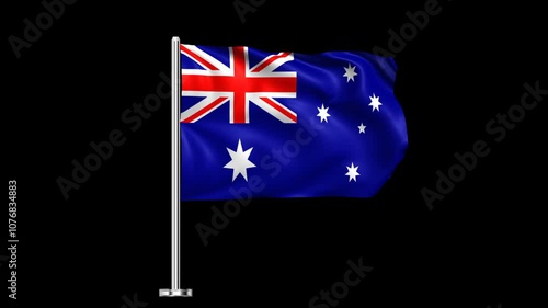 Realistic Waving Australia Desk Flag Loop Animation with Transparent Background