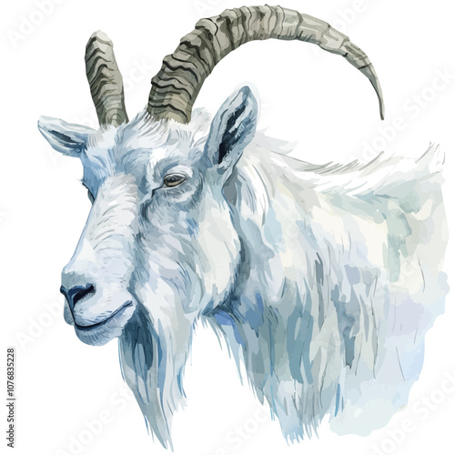 A watercolor painting of Siberian Goat, isolated on a white background.