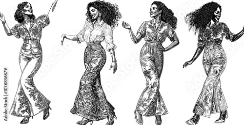 Illustration of an African American woman wearing clothes of the 1980s