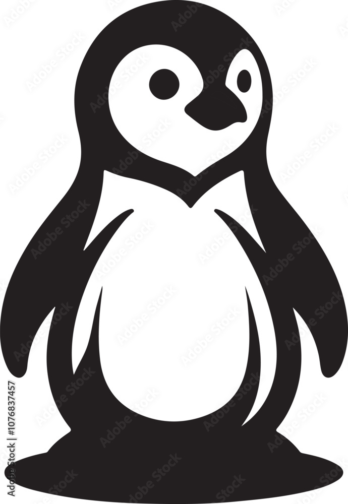 Fototapeta premium Penguin Silhouette Vector Art on White Background - Charming Arctic Bird Icon Design