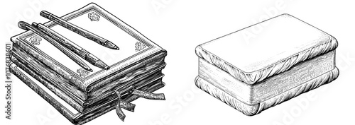 Isometric flat illustration of a paper guillotine.