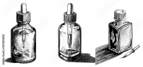 An eyedropper bottle with a dropper. Simple flat illustration.