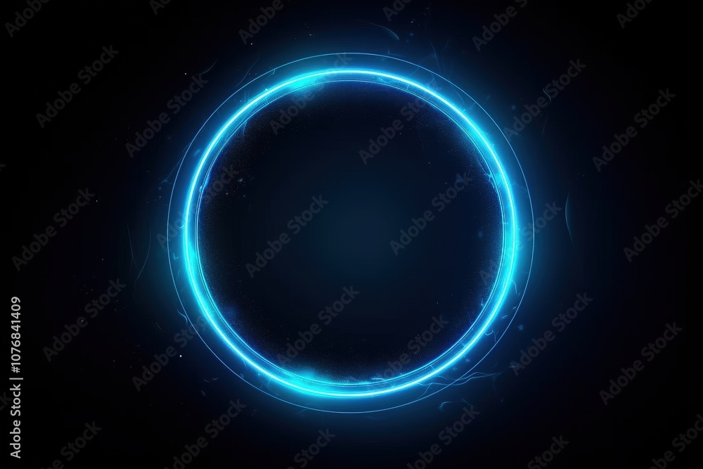 Stunning Blue Neon Circle on a Dark Background Creating a Futuristic and Digital Effect for Graphic Design and Technology Projects Stunning Blue Neon Circle on a Dark Background Creating a Futuristic and Digital Effect for Graphic Design and Technology Projects