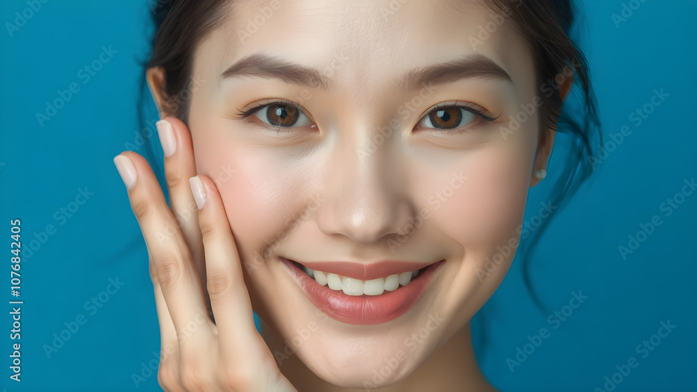 Woman touching healthy facial beauty skin.closeup. Woman touching healthy facial beauty skin.closeup.