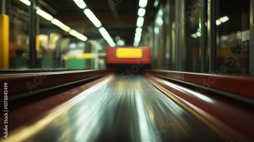 View of a grocery conveyor belt from the beltâ€™s perspective photo