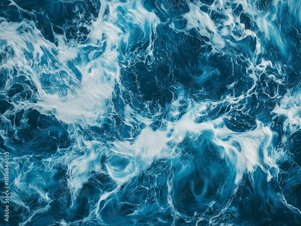 Fototapeta premium Abstract ocean wave background in blue, aqua, and teal tones with flowing textures. Ideal for a web banner or graphic, offering a vibrant, dynamic backdrop with space for text