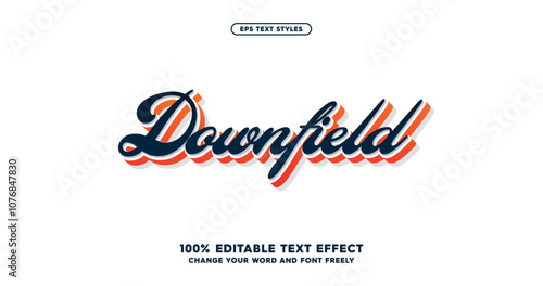 Downfield: Bold, colorful baseball-inspired text effect for a dynamic and sporty vibe. Versatile and fully editable.
