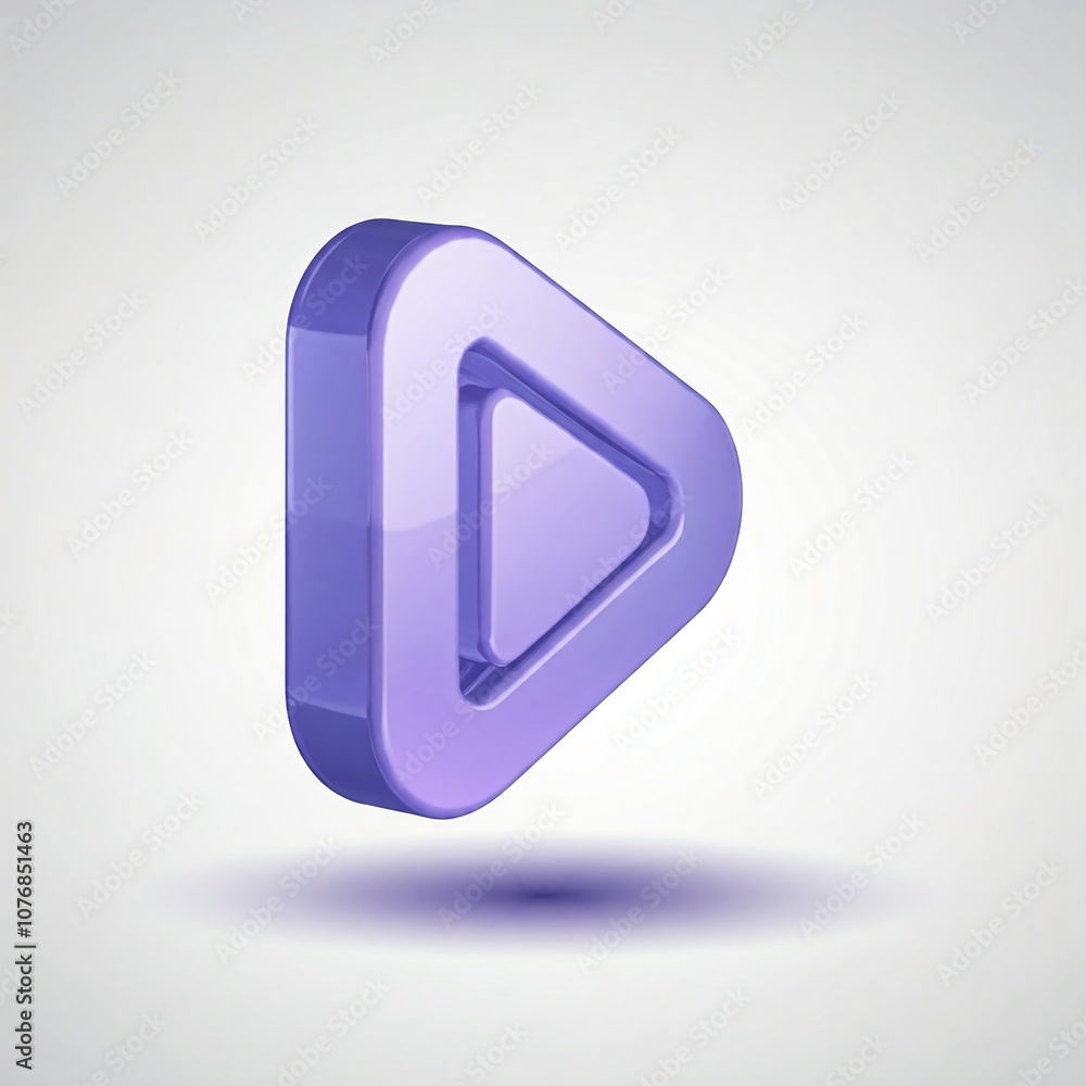 A translucent 3D play button in a soft purple hue A translucent 3D play button in a soft purple hue