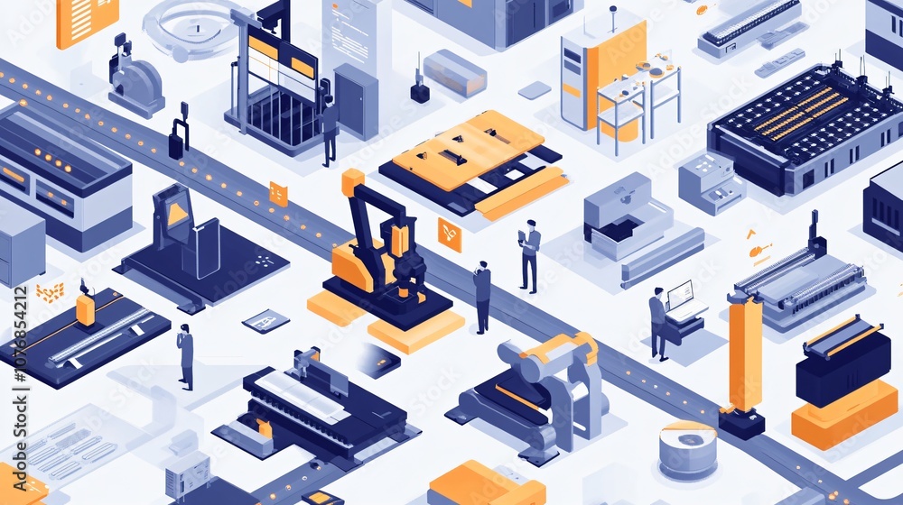 Fototapeta premium Industrial IoT applications for optimizing production lines with real-time data collection, smart sensors, and predictive analytics