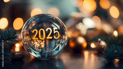 Happy New Year and Christmas. The Christmas ball says 2025