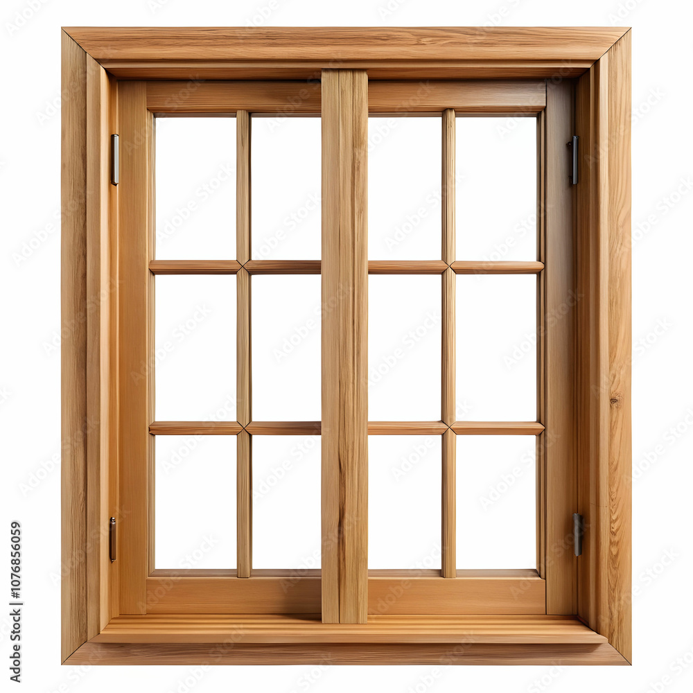 A wooden window design without glass, isolated on a white background. A wooden window design without glass, isolated on a white background.