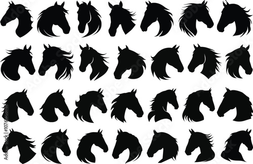 Horse head silhouette vectors