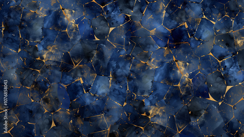 Abstract polygonal pattern luxury dark blue with gold