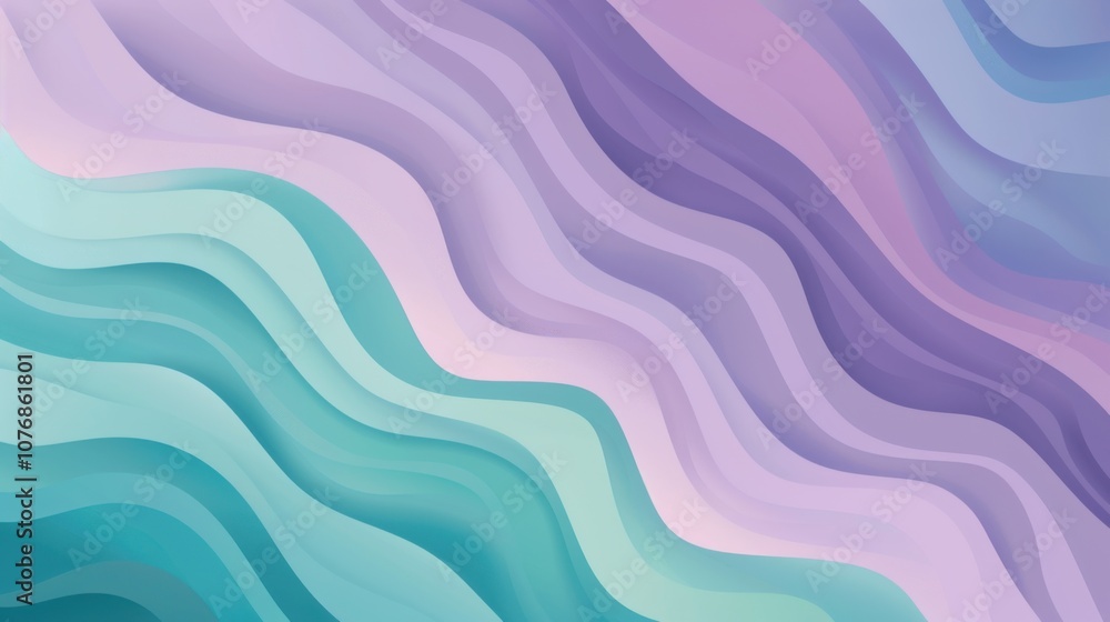 Obraz premium Serene Aqua Violet Waves: Abstract Background of calming teal and purple wavy layers. Perfect for presentations, websites, or social media.